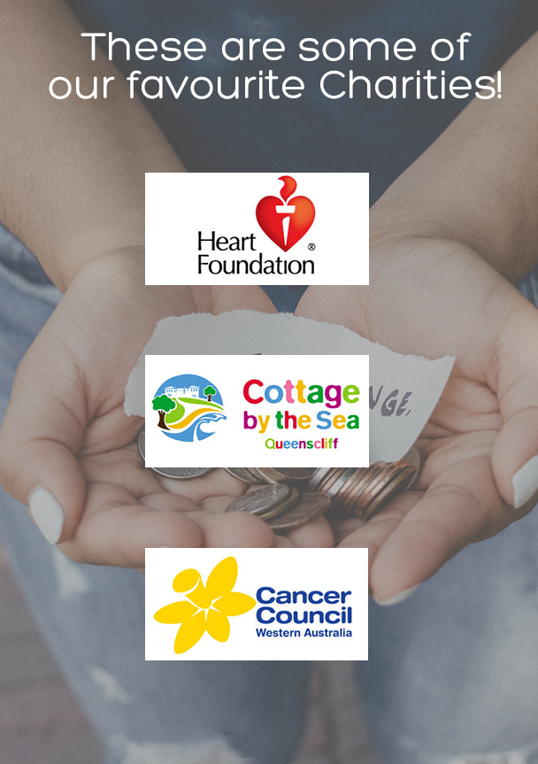some of our favourite charities - heart foundation, cottage by the sea, cancer council